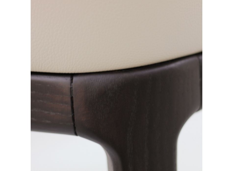 Chaise de salle à manger avec accoudoirs en cuir couleur glace Made in Italy - Lyanne Viadurini