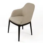 Chaise de salle à manger avec accoudoirs en cuir couleur glace Made in Italy - Lyanne Viadurini