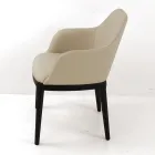 Chaise de salle à manger avec accoudoirs en cuir couleur glace Made in Italy - Lyanne Viadurini