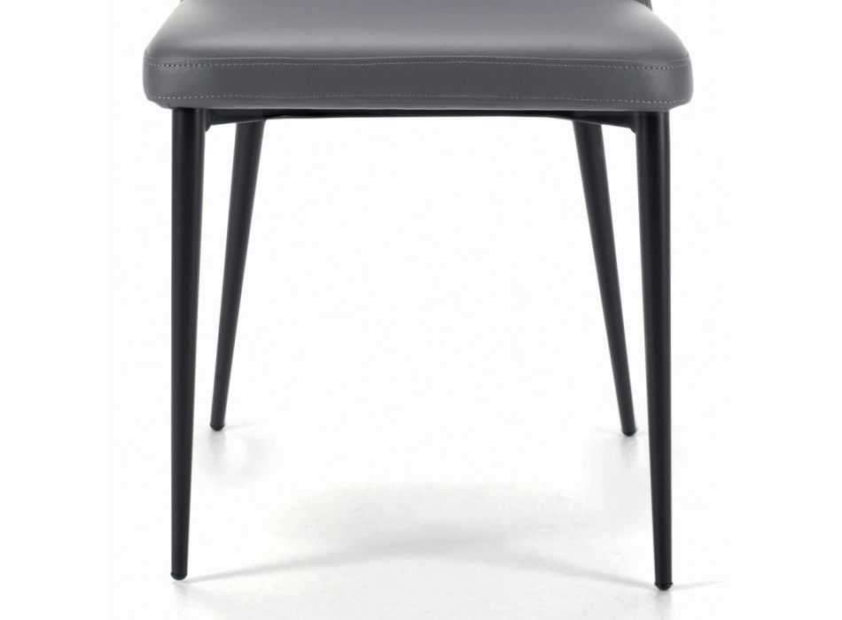 Chaise de salle à manger avec pieds en acier noir et assise rembourrée fabriquée en Italie - Venise Viadurini