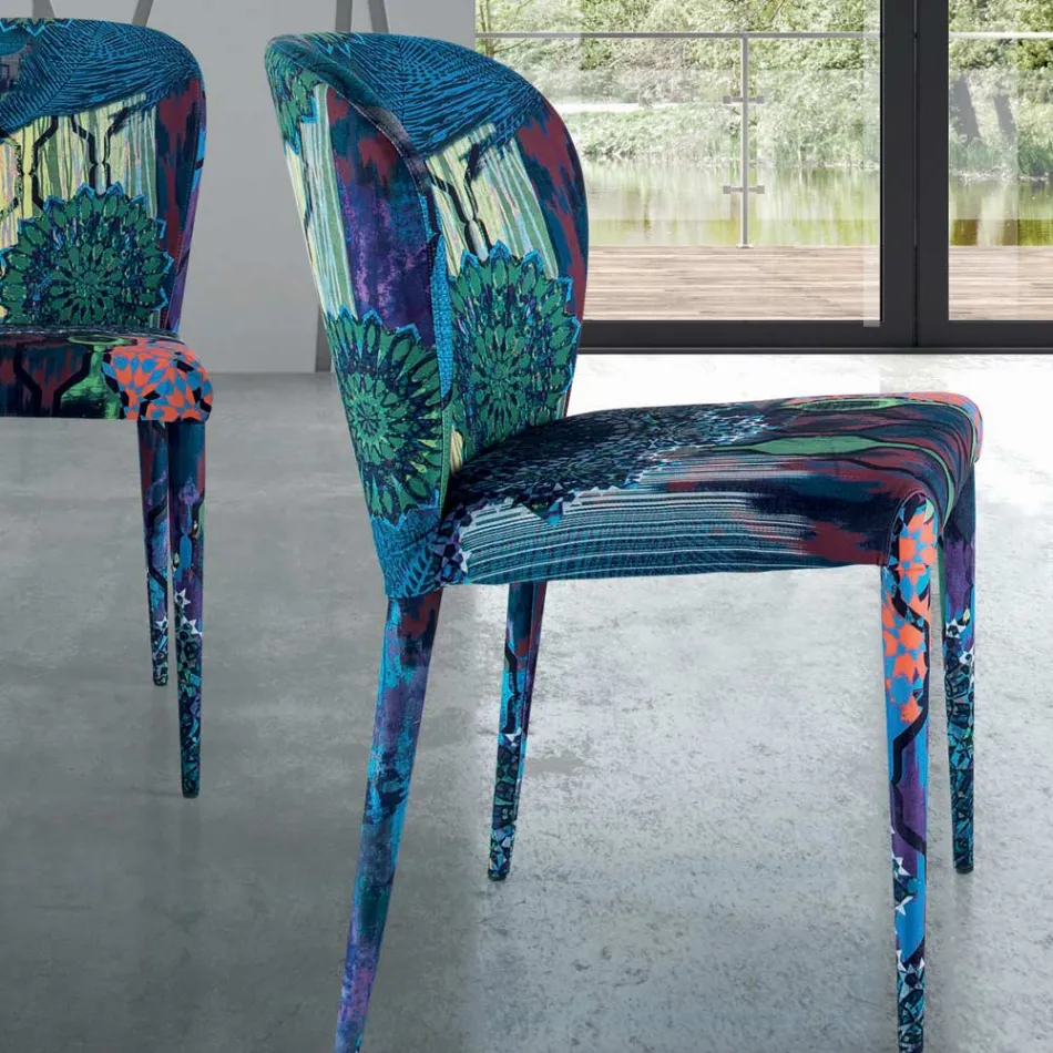 Chaise de salle à manger avec assise et pieds rembourrés fabriquée en Italie - Vérone Viadurini