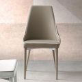 Chaise de salle à manger avec siège en cuir écologique et bord contrasté en 4 pièces - Fabiano