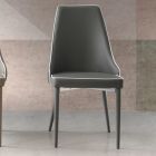 Chaise de salle à manger avec siège en cuir écologique et bord contrasté en 4 pièces - Fabiano Viadurini