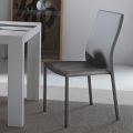 Chaise de salle à manger avec structure et assise en écocuir coloré, 4 pièces - Alba