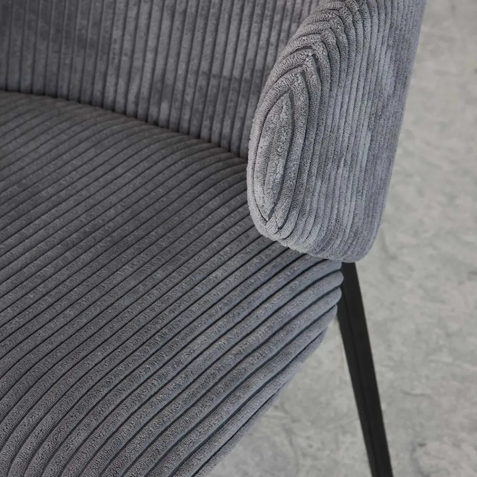 Chaise de salle à manger avec structure en métal et assise en velours côtelé - Ridni Viadurini