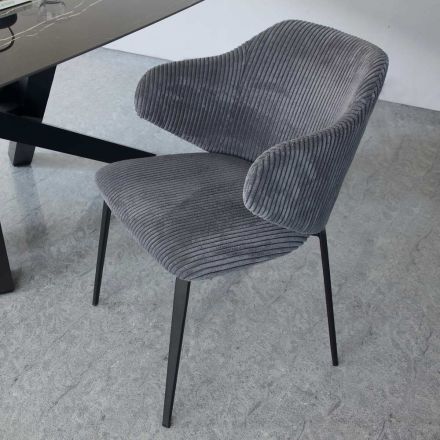 Chaise de salle à manger avec structure en métal et assise en velours côtelé - Ridni Viadurini
