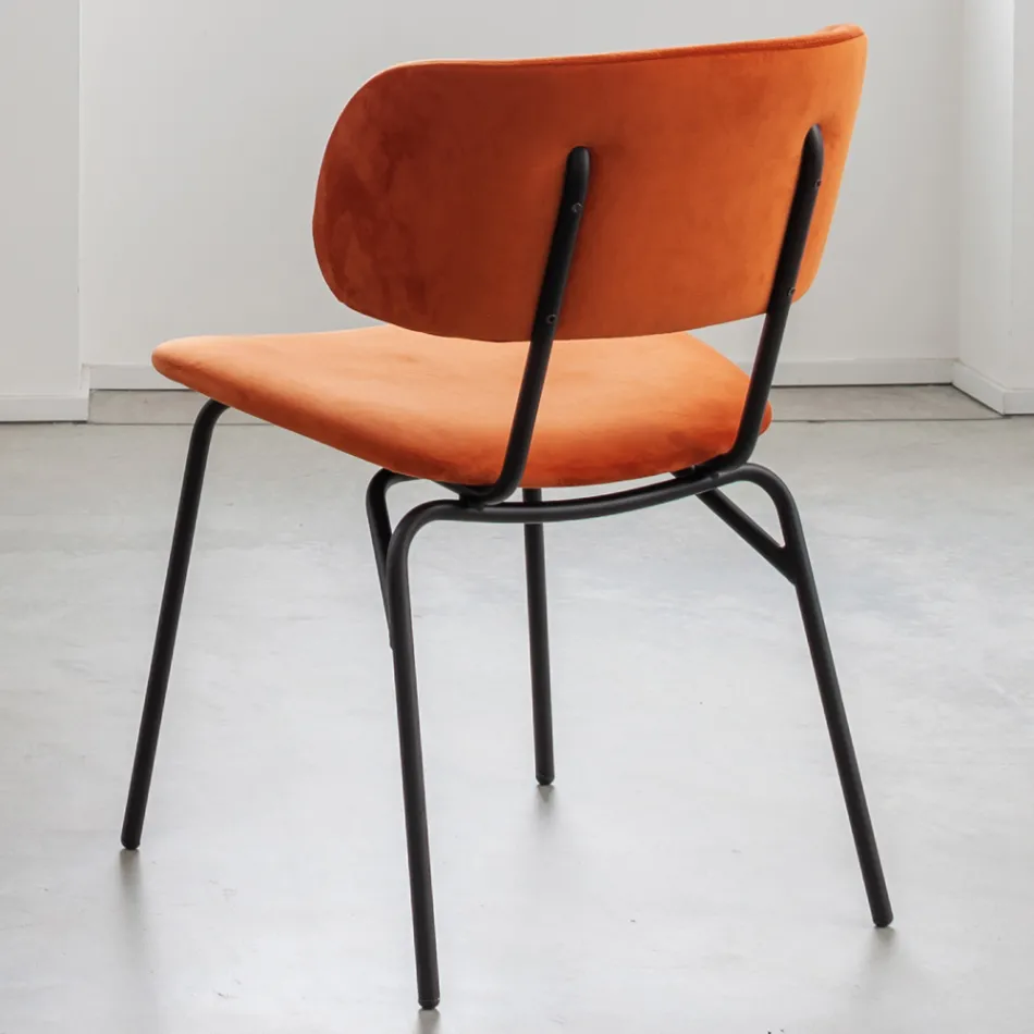 Chaise de salle à manger en métal et velours antitache, 2 pièces - Valnerina Viadurini