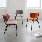 Chaise de salle à manger en métal et velours antitache, 2 pièces - Valnerina Viadurini