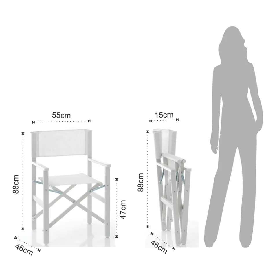 Chaise de Réalisateur Pliante en Aluminium et Textilène - Fluoré Viadurini