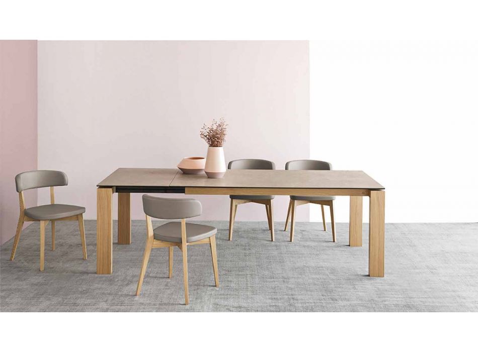 Chaise de salle à manger en bois et tissu ou simili cuir Made in Italy - Siren Viadurini