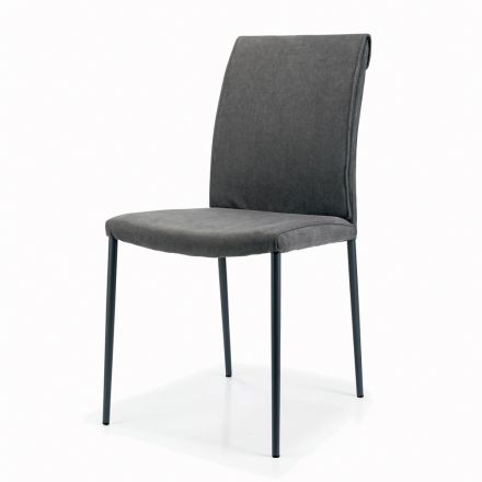 Chaise de salon avec pieds en acier et assise en tissu - Amalfi Viadurini