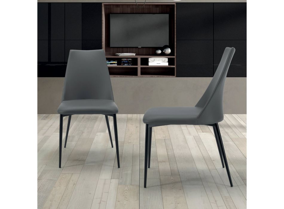 Chaise de salon avec pieds en acier ou en bois fabriquée en Italie - Florence Viadurini