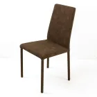 Chaise de salon avec dossier haut en similicuir Made in Italy - Orietta Viadurini