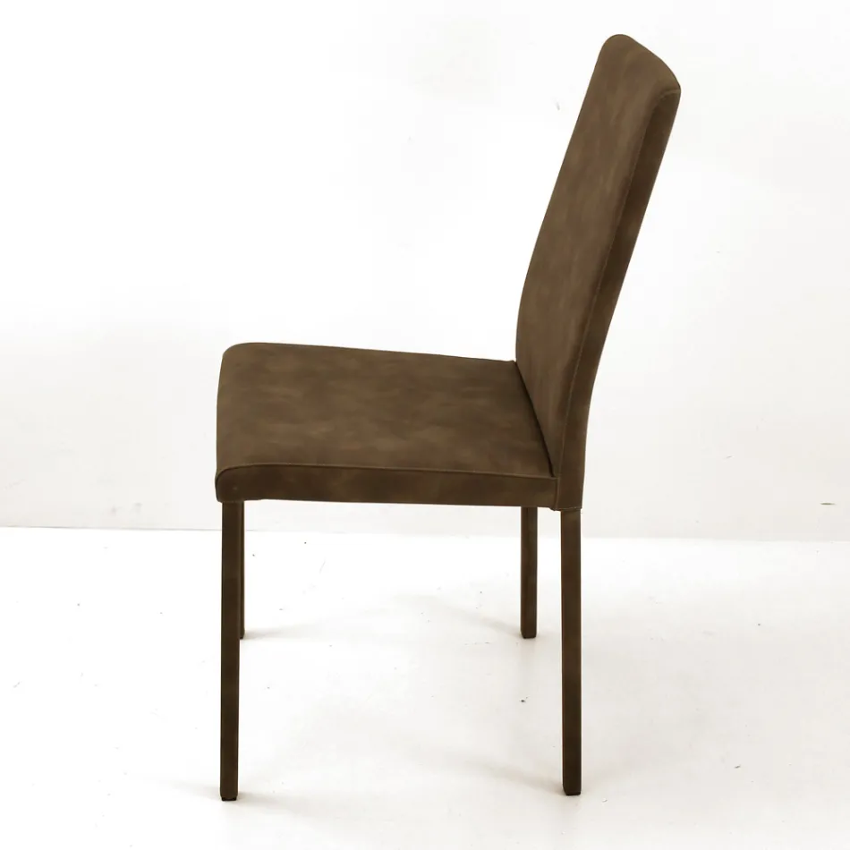 Chaise de salon avec dossier haut en similicuir Made in Italy - Orietta Viadurini