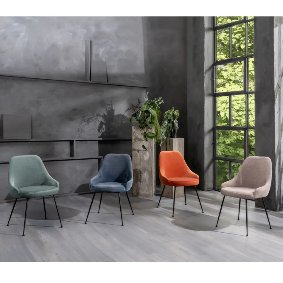 Chaise de salon avec assise en tissu microfibre de différentes couleurs - Bois de santal Viadurini