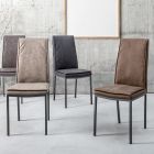 Chaise de Salon Design Vintage en Acier et Eco-cuir 4 Pièces - Arnika Viadurini