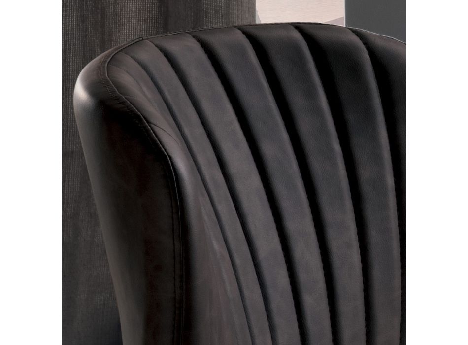 Chaise de salon rembourrée en cuir d'école vintage moderne 4 pièces - Salsoma Viadurini