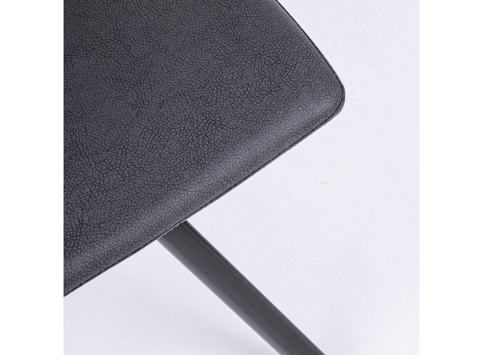Chaise de Salon en Acier et Cuir Ecole Design Moderne 4 Pièces - Giugia Viadurini