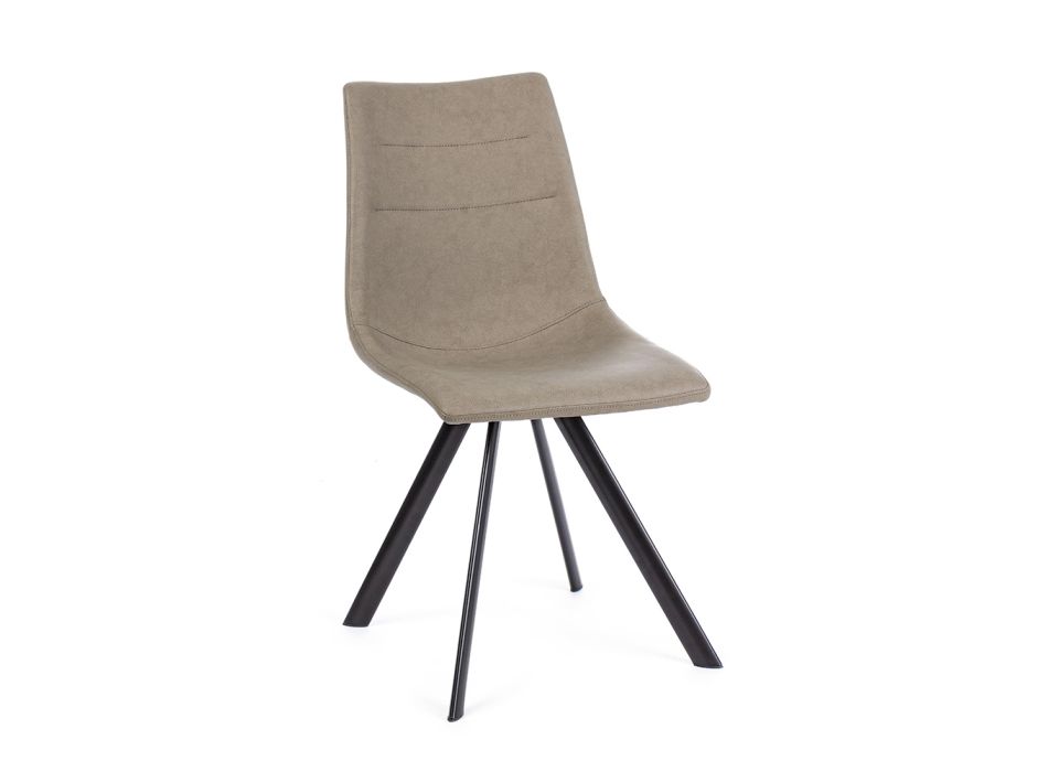 Chaise de Salon en Acier et Cuir Ecole Design Moderne 4 Pièces - Giugia Viadurini