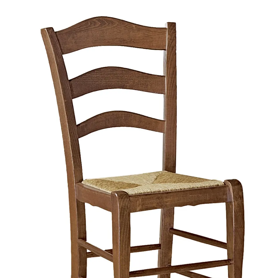 Chaise de salon en hêtre avec assise en paille fabriquée en Italie - Tamara Viadurini
