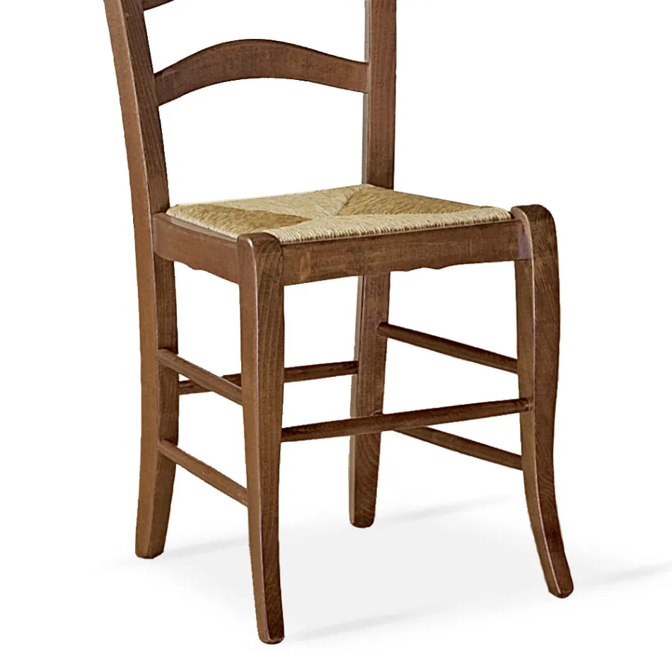 Chaise de salon en hêtre avec assise en paille fabriquée en Italie - Tamara Viadurini