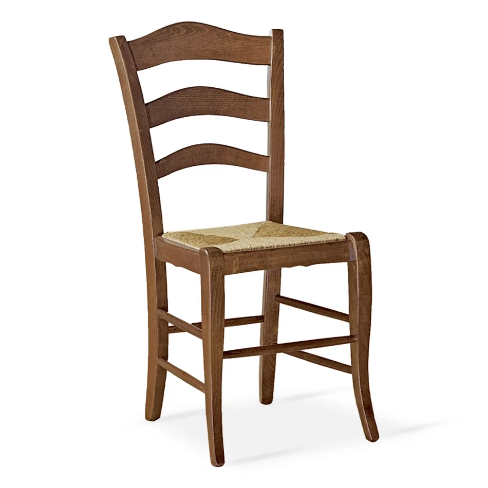 Chaise de salon en hêtre avec assise en paille fabriquée en Italie - Tamara Viadurini