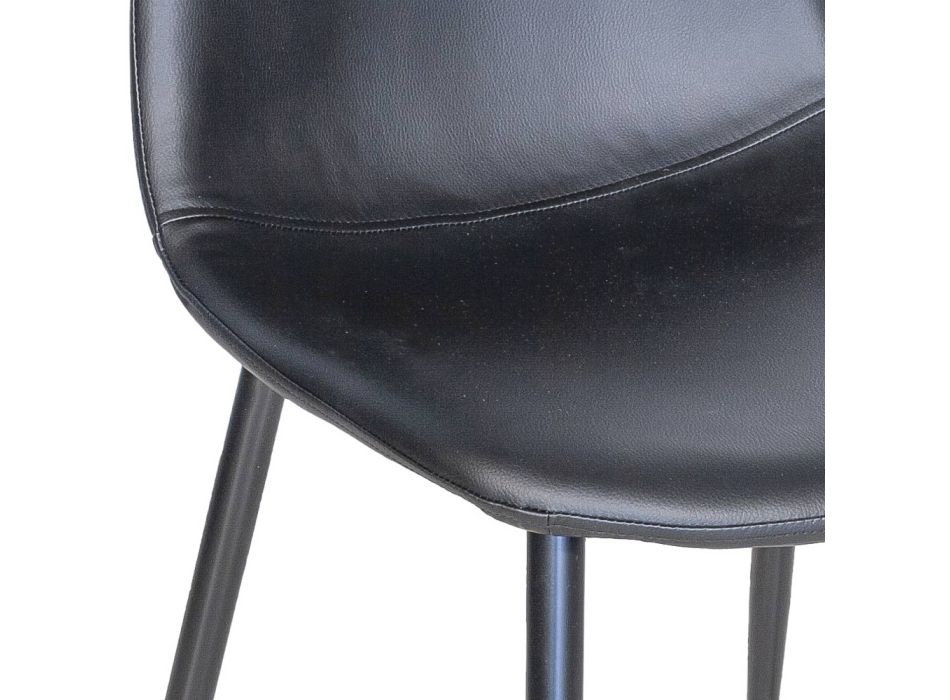 Chaise de salon en métal et assise en similicuir Made in Italy - Minou Viadurini