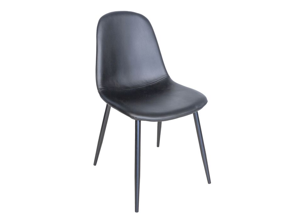 Chaise de salon en métal et assise en simili cuir Made in Italy - Minou Viadurini