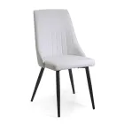 Chaise de salon en métal et éco-cuir de différentes finitions - Onde Viadurini