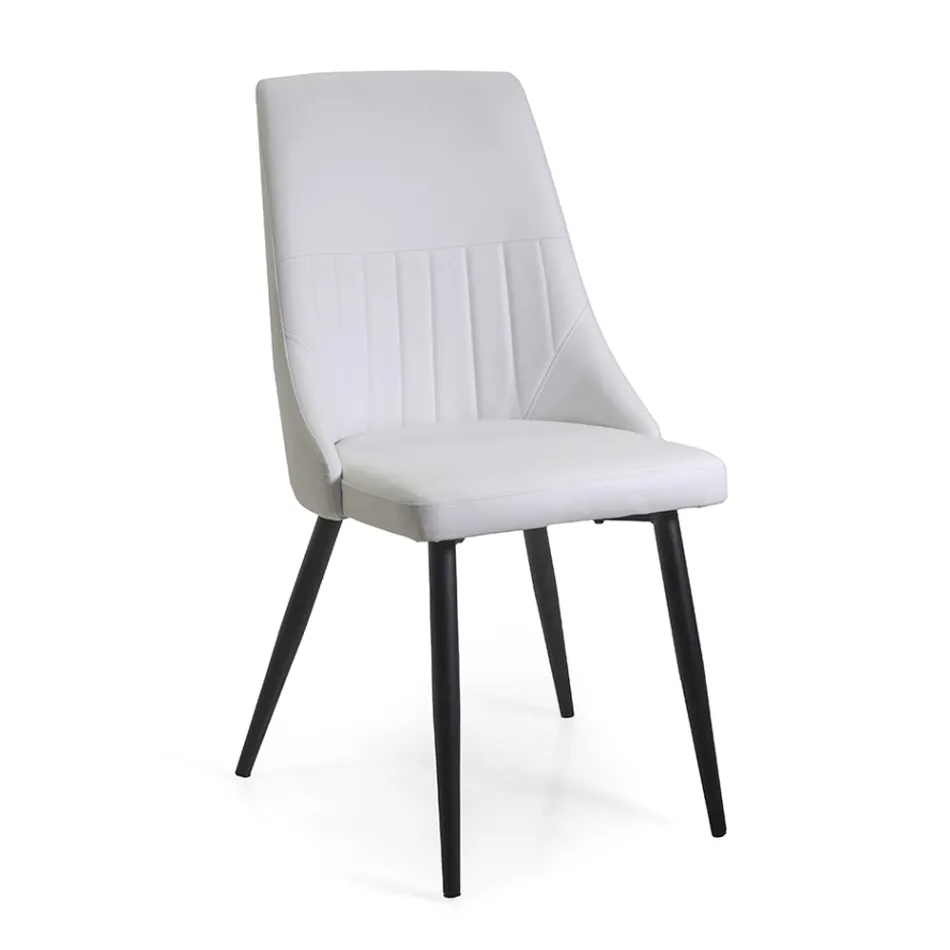 Chaise de salon en métal et éco-cuir de différentes finitions - Onde Viadurini