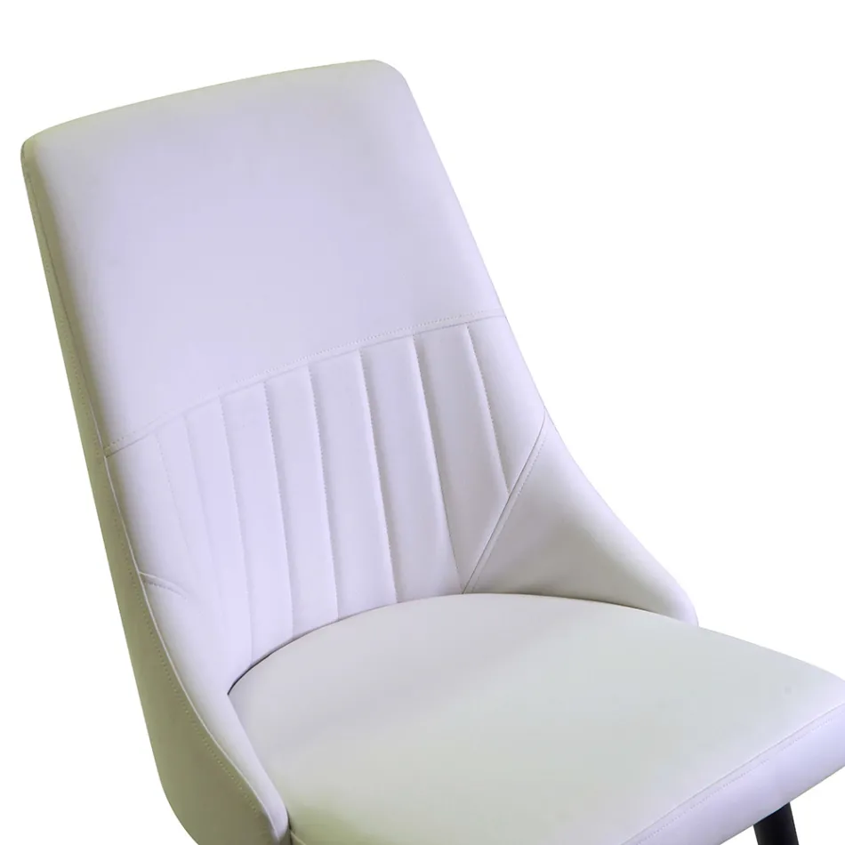 Chaise de salon en métal et éco-cuir de différentes finitions - Onde Viadurini