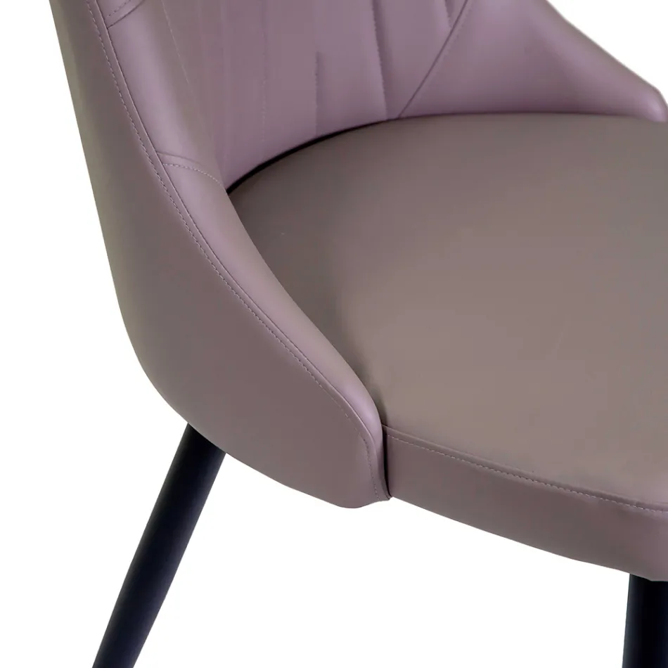 Chaise de salon en métal et éco-cuir de différentes finitions - Onde Viadurini