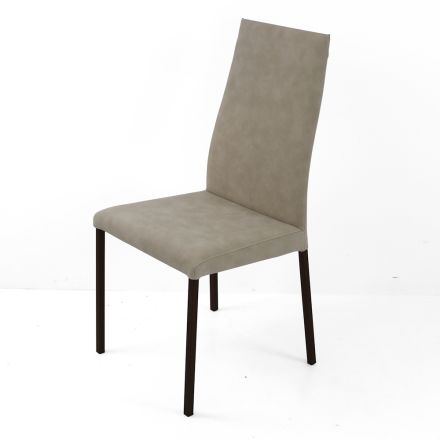 Chaise de salon en similicuir avec pieds laqués Made in Italy - Roslin Viadurini