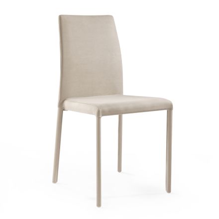 Chaise de salon en tissu couleur sable et acier fabriquée en Italie - Cigno Viadurini