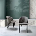 Chaise de salon en tissu et frêne au design élégant - Reginaldo Viadurini