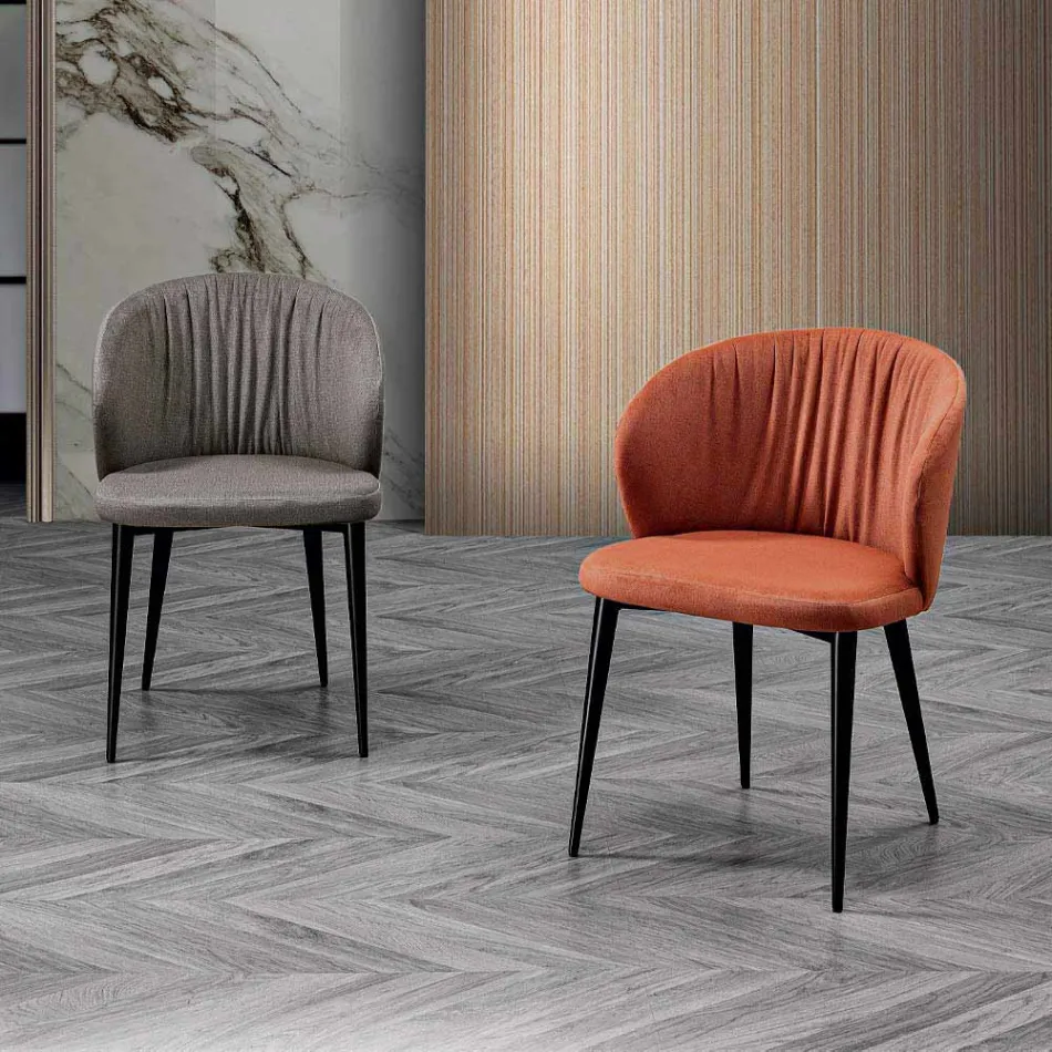 Chaise de salon en tissu et frêne au design élégant - Reginaldo Viadurini