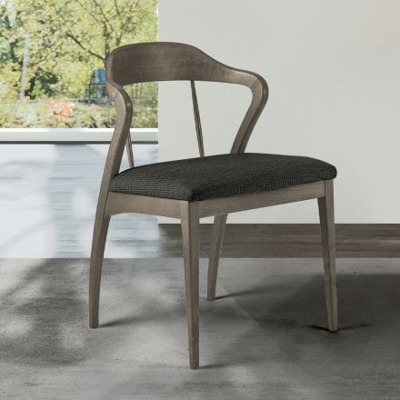 Chaise de salon en tissu et bois de hêtre massif fabriquée en Italie - Rein Viadurini