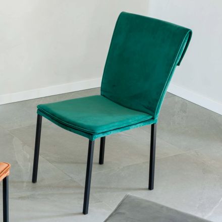 Chaise de salon en velours antitache et structure noire - Haroon Viadurini