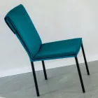 Chaise de salon en velours antitache et structure noire - Haroon Viadurini