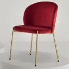 Chaise de Salon en Velours Tapissé et Métal Doré 4 Pièces - Assunta Viadurini
