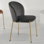 Chaise de Salon en Velours Tapissé et Métal Doré 4 Pièces - Assunta Viadurini