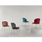 Chaise de Salon en Velours Tapissé et Métal Doré 4 Pièces - Assunta Viadurini