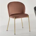 Chaise de Salon en Velours Tapissé et Métal Doré 4 Pièces - Assunta Viadurini