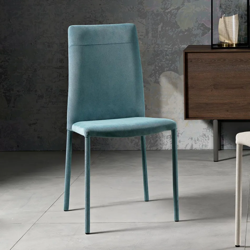 Chaise de salon entièrement rembourrée en tissu Made in Italy - Lorelai Viadurini