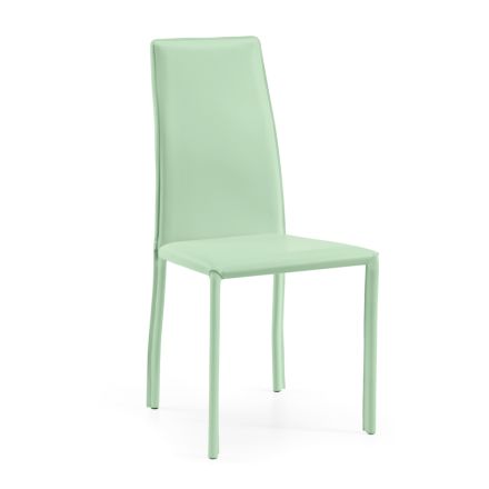Chaise de salon rembourrée en cuir vert d'eau fabriquée en Italie - Fleurs Viadurini