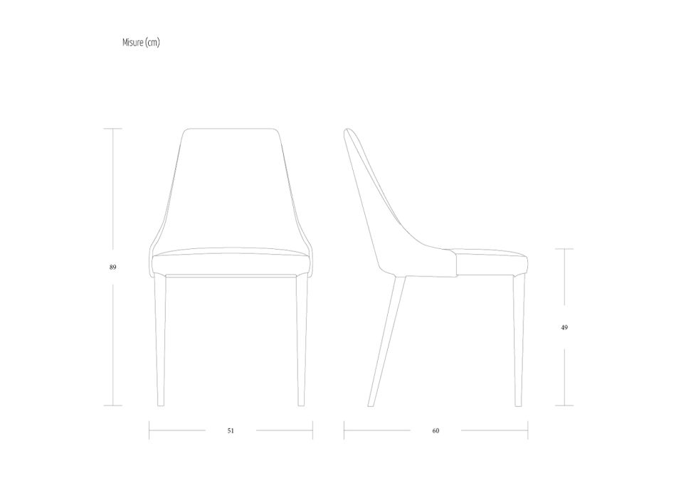 Chaise de salon rembourrée en cuir 2 pièces fabriquée en Italie - Neptune Viadurini