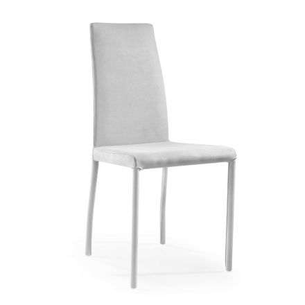Chaise de salon rembourrée en tissu gris clair fabriquée en Italie - Fleurs Viadurini