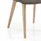 Chaise de salon rembourrée en tissu et pieds en frêne - Florinda Viadurini