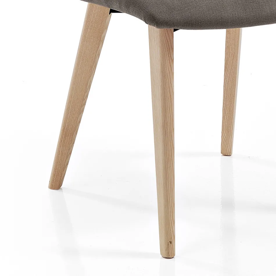 Chaise de salon rembourrée en tissu et pieds en frêne - Florinda Viadurini