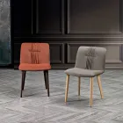 Chaise de salon rembourrée en tissu et pieds en frêne - Florinda Viadurini